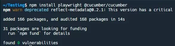 Install Playwright and Cucumber.js